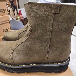 Dr. Martens ZEBZAG RIGGER SLIP ON NUBUCK Premium BOOTS Olive Men's Sz 10 US NEW